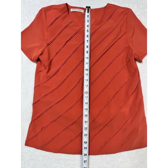 Jacques Vert Burnt Orange Geometric Short Sleeve Top Size Med Luxe Fall2025 - Picture 4 of 6